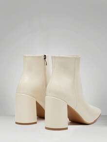 Solezae Women's Minimalist Comfortable Sexy Pointed Toe Chunky Heel Ankle Booties - Beige - View 6