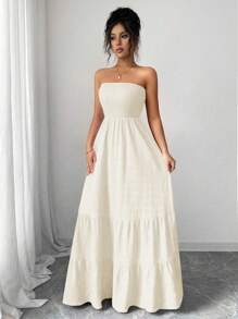 Rafferiza Váy mùa hè đơn giản không dây phong cách INS dành cho nữ - Màu be - Xem 1