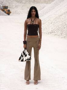 MUSERA 编织系带束身无肩带紧身胸衣，适合夜晚外出、约会、生日等场合，优雅迷人，适合秋季、假日、派对、夏季和春季穿着。 - 咖啡棕 - 查看 5