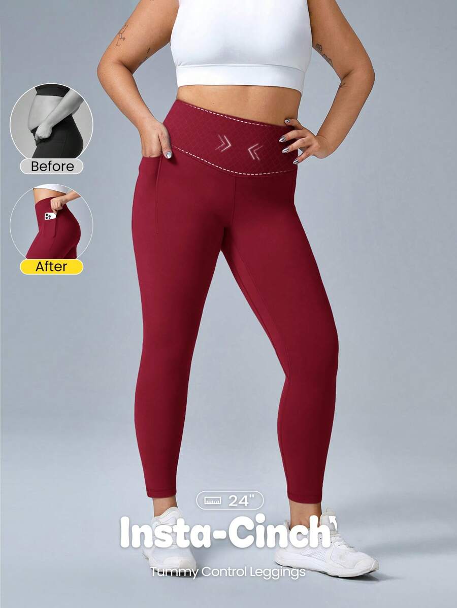 GLOWMODE FeatherFit™-Sculpt Snatch It 收腹口袋柔软硅胶腰带紧身裤中等强度慢跑健身骑行