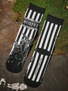 Beetlejuice X SHEIN 女士中筒袜 - 彩色 - 查看 9