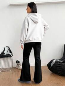 Sparklyn 2pcs/Set Teen GirlCity Name 3D Graphic Knit Hoodie + Knit Flare Pants Suit Fall Winter - Multicolor - View 7