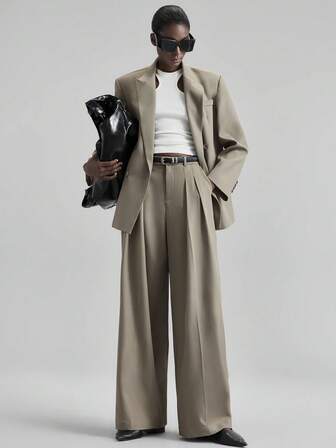 Ontre 2025 Nova Calça Cáqui Antirrugas Feminina, Design Minimalista, Casual Business, Volta às Aulas, Moda Casual Urbana Moderna, Casual Business, Vestuário de Escritório Feminino de Baixo Perfil, Estilo Urbano Retrô, Transporte Urbano de Alta Qualidade, Moda Casual Urbana Moderna, Casual Business, Estilo Urbano Retrô Relaxado, Temperamento de Alta Qualidade, Transporte Urbano de Alta Qualidade, Material de Alta Qualidade para Outono/Inverno Feminino