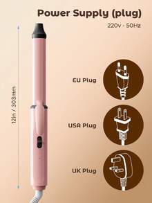 Teckwe 25 毫米粉色卷发器，2 级温度快速加热适合家庭和旅行 - 英国插头 - 粉色 - 查看 11