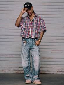 AXEPEAK Chemise décontractée à manches courtes, coupe ample, tissée pour hommes, Emo - Multicolore - Voir 5