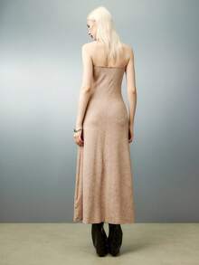 Váy không tay thanh lịch được giặt bằng axit cho kỳ nghỉ - Màu Khaki - Xem 2