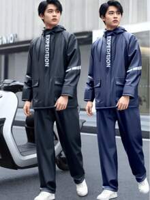 SHEIN Men's Waterproof Rain Gear Set - Durable PVC Material, Thick Waterproof Fabric, Breathable Suitable For Motorcycle Riding, Outdoor Sports And Travel - Multicolor - View 1