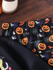 两件套少女休闲可爱复古豹纹南瓜图案圆领长袖卫衣和紧身裤套装，适合秋冬季。适合秋冬季，居家、户外运动、上学、日常休闲。和我妈妈的款式一样，也和我的姐姐、妹妹的款式一样。万圣节 - 黑色 - 查看 8