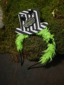 Beetlejuice X SHEIN 1 pieza Diadema de cosplay de hechicero del inframundo, tocado de Halloween, sombrero de copa a rayas blanco y negro, disfraz divertido, gótico, cosplay - Multicolor - Ver 5