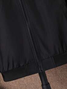 SHEIN Leap Crew Tween Boy Smiling Face Pattern Long Sleeve Casual Baseball Collar Windbreaker Jacket  Suitable For Kids Outfits Toddler Boy Clothes Back To School Boys Set Suitable For Birthday Parties, Evening Parties, Performances, Weddings, Baptisms, Opening Ceremonies Daily Suitable For Daily Use Suitable For School Suitable For Travel Suitable For Sports Suitable For Spring, Autumn And Winter Seasons Fall - Black - View 6