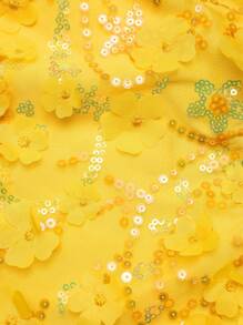 TRNVIE 女士性感细肩带露背弹力腰吊带背心黄色上衣，带花卉串珠装饰，适合夏季度假 - 黃色 - 查看 5