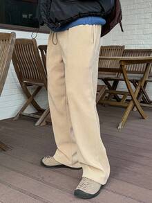 DAZY Quần nhung kẻ trơn màu be dành cho nam, mùa thu, dành cho mùa thu - Màu be - Xem 4