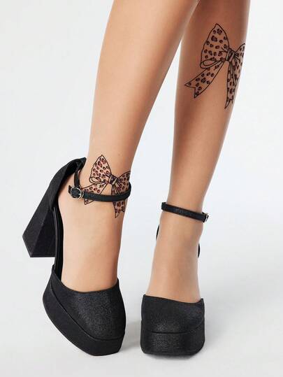 Goth Women's Closed Toe Rhinestone Glitter Dress Shoes, Punk Gothic Rock Style, One-Strap Formal Work Pumps, Sexy Party High Heels