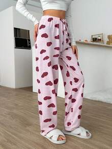 EURMUSE PLUS 2pcs Striped With Heart Pattern Sleep Bottom Sets Pajama Sets For Women Pants - Multicolor - View 4