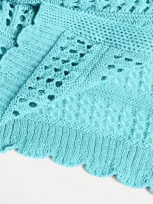 Travachic 女士度假款透明系带开衫 - 藍色 - 查看 5