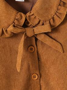 SHEIN 少女纯色彼得潘领休闲衬衫 - 摩卡棕 - 查看 7