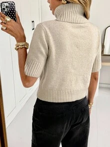 Siren Gaze 秋冬女式纯色休闲百搭高领短袖针织毛衣