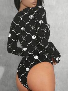 SHEIN Sexy & Fun Halloween Themed Bodysuit For Women Fall Cloth For Women - Multicolor - View 2