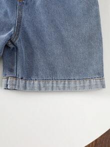 2件套男童恐龙压纹牛仔短裤套装 - 卡其色 - 查看 9