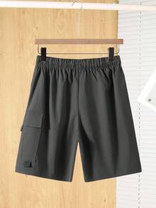 SHEIN Lässige graue Cargo-Shorts mit Taschen für Teenager, sportlicher Street-Punk-Rock-Preppy-Stil, geeignet für Frühlings-/Sommerausflüge, Partys, Musikfestivals - Dunkelgrau - Übersicht 6