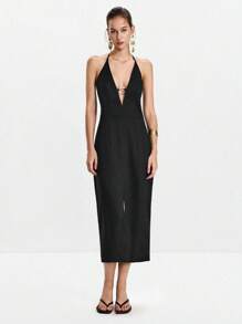SHEIN LUNE Vestidos midi de mujer para Halloween - Negro - Ver 3