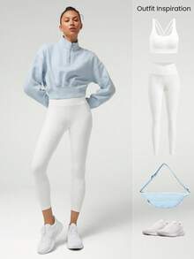 GLOWMODE Mỗi ngày Lông cừu Áo nịt ngực Hiệu ứng Dây kéo Quần skinny Ống cổ Áo nỉ Hằng ngày Đồ ngủ - Màu xanh nhạt - Xem 6