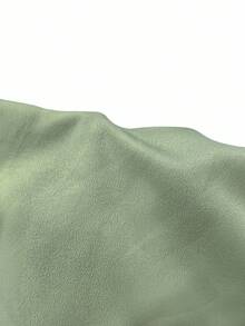 SHEIN PETITE 女式纯色缎面简约衬衫，不对称下摆，秋季女式衬衫，优雅 - 綠色 - 查看 7