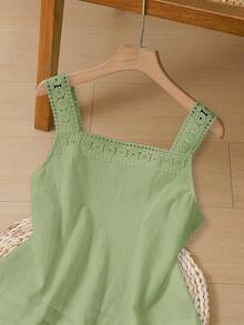 Rusticease 女士休闲纯色无袖上衣，夏季鼠尾草绿色上衣浅绿色上衣绿色夏季上衣棉质夏季上衣女士夏季上衣 - 綠色 - 查看 9