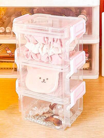 Organizador de 3 niveles transparente - Almacenamiento de escritorio transparente para accesorios, artículos de papelería y pequeños artículos | Bandeja de plástico portátil de uso múltiple | Organizador de escritorio duradero