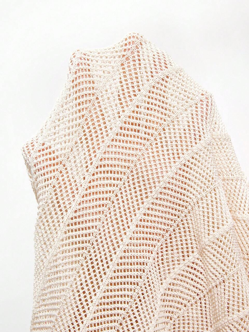 SHEIN Maija Women's Red White Apricot Knitted Contrast Red Lace Trim Oversized Collar Sleeveless Fitted Flared Hem Dress,Autumn,Chic,Vacation Boho Music Festival