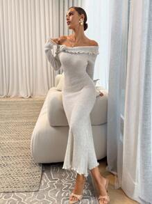 Lavishia Solid Color Floral 3D Decor Off-Shoulder Fitted Long Sweater Dress Women's Fall Clothes Fall Clothes For Women Fall Women Clothes Fall Dresses For Women Off Shoulder Dress Fall Sweaters Dress Dresses For Women Elegant Wedding Guest Dress Women Fall Clothes For Women Elegant Dresses For Women White Dresses Classy Elegant Classy Outfits For Women Fall Dresses For Women Fall Wedding Guest Dress - Khaki - View 2