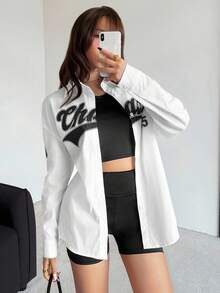 SHEIN 3pcs/Set Teen Girl Loose Casual Retro American Style Sweatshirt Top And Shorts Outfit - White - View 1