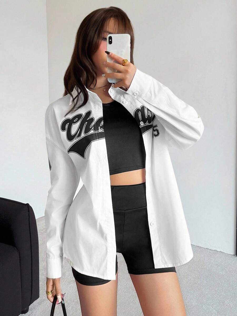 SHEIN 3pcs/Set Teen Girl Loose Casual Retro American Style Sweatshirt Top And Shorts Outfit - White - View 1