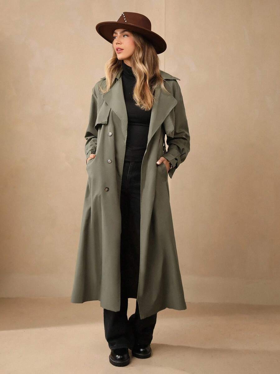 Wildy Double Breasted Belted Trench Coat