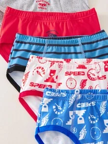 5件/包男童速度计图案基本款柔软舒适三角裤内裤幼儿男童内裤男童内裤套装儿童内裤幼儿内裤男童三角裤