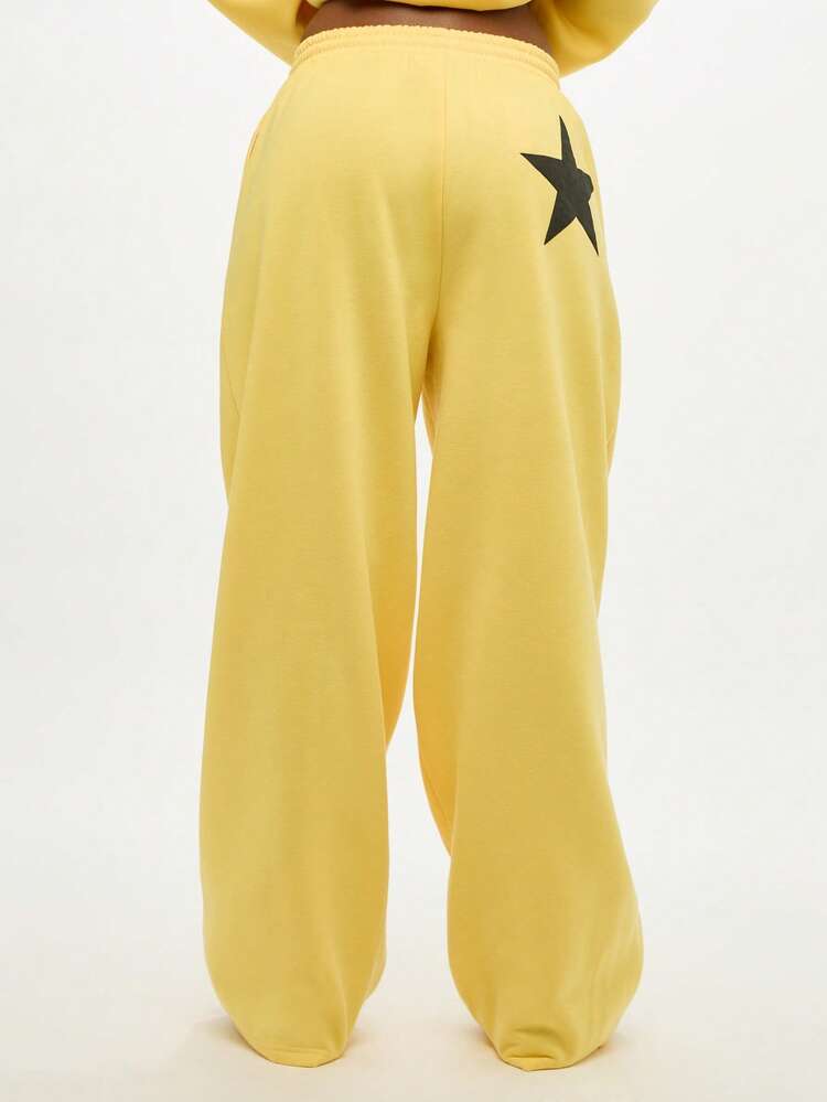 SUMWON WOMEN Wide Leg Joggers With Gothic Script And Star Detail
