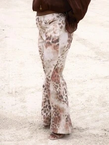 MUSERA 加大码印花修身喇叭牛仔裤，可爱假日优雅性感场合节日曲线魅力 - 彩色 - 查看 3