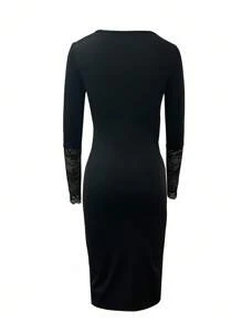 INAWLY 姐妹礼物,妈妈礼物,时尚,休闲,简约时尚,蕾丝性感,连体裤,连衣裙 - 黑色 - 查看 5