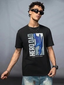 Transformers X SHEIN Men's Letter Graphic Round Neck Short Sleeve T-Shirt, Summer - Black - View 3