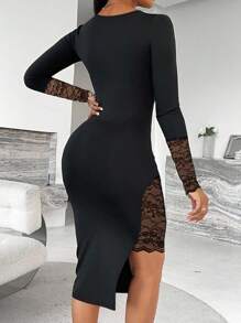 INAWLY 姐妹礼物,妈妈礼物,时尚,休闲,简约时尚,蕾丝性感,连体裤,连衣裙 - 黑色 - 查看 2