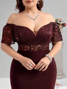Coutiva Abendkleid in Große Größen (stark verziert) - Bordeaux - Übersicht 8
