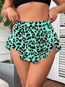 Swim Lushoire Đồ bơi gợi cảm họa tiết da báo cỡ lớn cho nữ có viền bất đối xứng - màu xanh lá - Xem 4