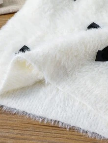 Emery Rose Kids Emery Rose Kids Dziewczęcy sweter w jednolitym kolorze ze stójką i kokardą 3D - Biały - Zobacz 3