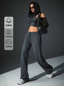 EURMUSE BRUSHED WINTER COZY PANTS FOR DAILY USAGE - Dark Grey - View 1