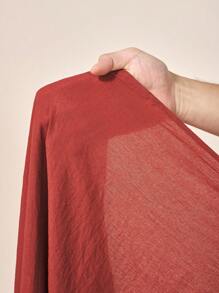 Zivah 2025春秋新款优雅通勤休闲派对宽松纯色红棕色长袖西装外套亚麻材质长外套和亚麻系腰阔腿裤女款两件套 - 棕色 - 查看 8