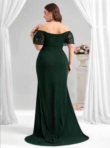 Coutiva Váy dạ hội trang trọng cỡ lớn (được trang trí nhiều) - Màu xanh lá cây đậm - Xem 2