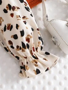 Emery Rose Kids Emery Rose Kids 2 件套少女碎花编织衬衫和 PU 皮革迷你裙套装秋冬装 - 摩卡棕 - 查看 6