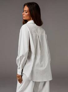 Athîral Chemise décontractée à manches longues rayées et boutonnage simple pour femmes, automne