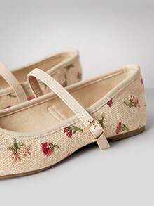 Solezae Giày ba lê mũi tròn thanh lịch thoải mái thêu hoa cho nữ - Nhiều màu - Xem 7