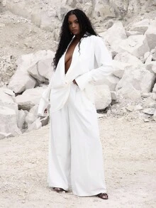 MUSERA 加大码超低胸飘逸长袖衬衫上衣，适合度假、节日、派对、春夏复活节等场合，可爱浪漫，性感迷人。 - 白色 - 查看 5